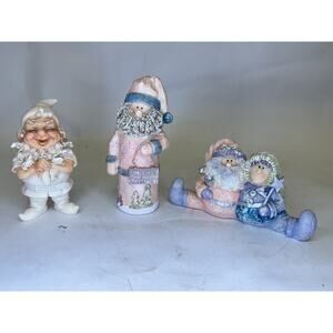 Set of 3 Vintage Pacific Enterprises Jubilee Giftware Plastic Santa